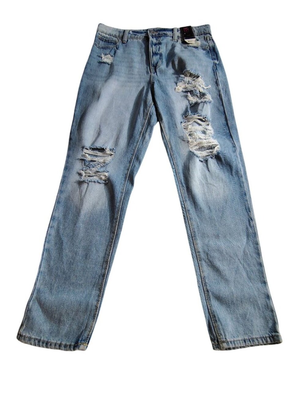 No Boundaries Womens Distressed Light Wash Denim Jeans Size 9 Casual Style